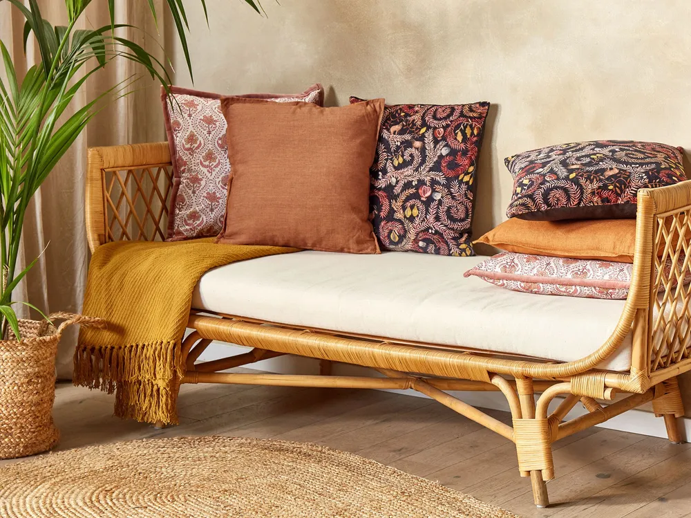 Conjunto de 2 almofadas decorativas laranjas 45 x 45 cm SAGINA
