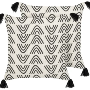 Conjunto de 2 almofadas decorativas pretas e brancas 45 x 45 cm MAYS