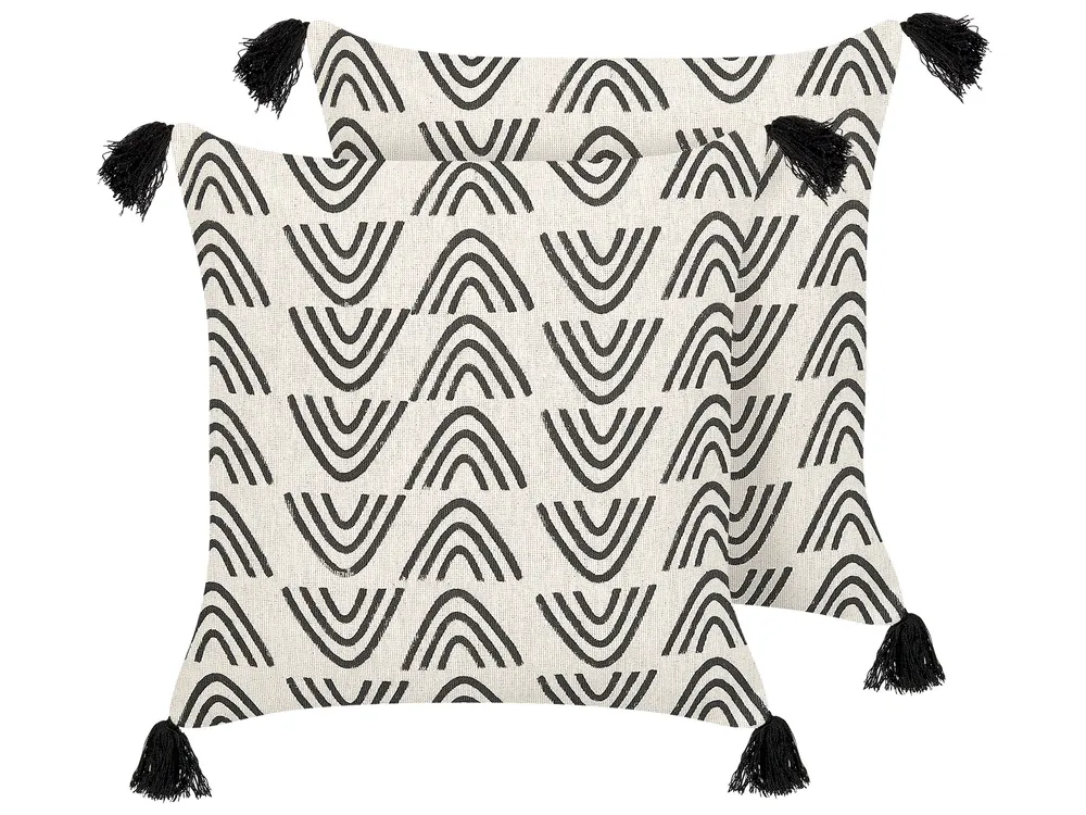 Conjunto de 2 almofadas decorativas pretas e brancas 45 x 45 cm MAYS