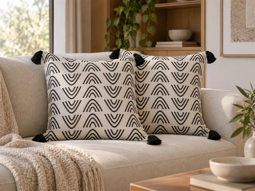 Conjunto de 2 almofadas decorativas pretas e brancas 45 x 45 cm MAYS
