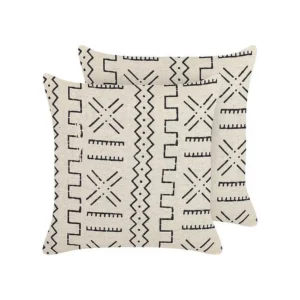 Conjunto de 2 almofadas decorativas pretas e brancas 45 x 45 cm MYRICA