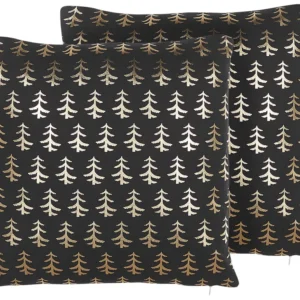 Conjunto de 2 almofadas decorativas em preto e dourado 45 x 45 cm LEROY