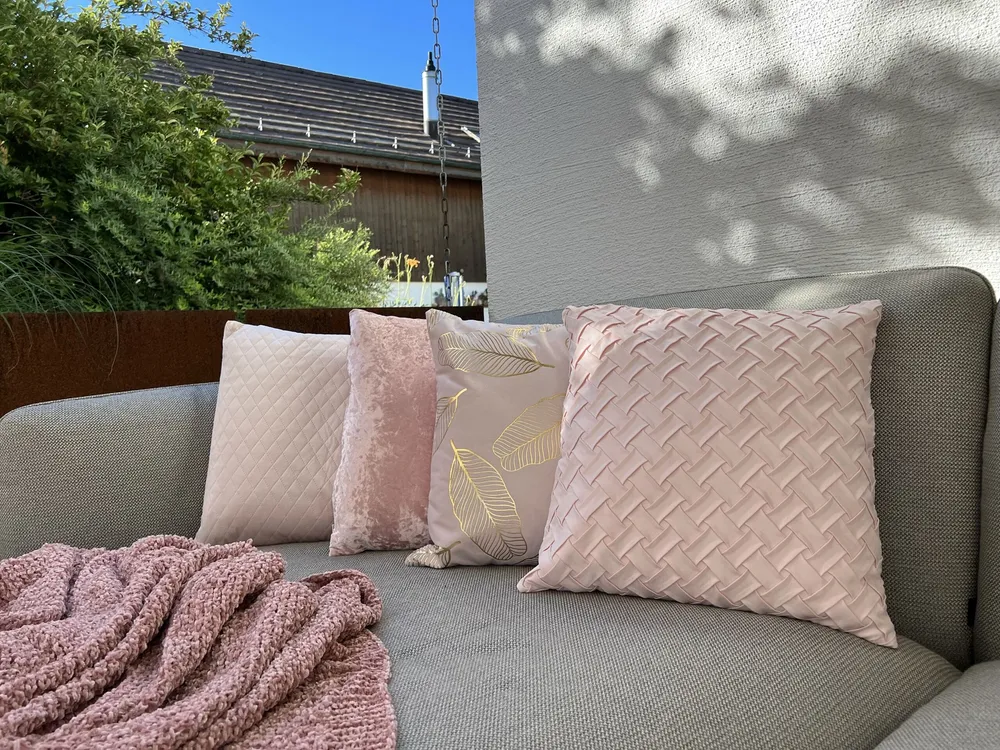 Conjunto de 2 almofadas decorativas rosa 45 x 45 cm PASQUE