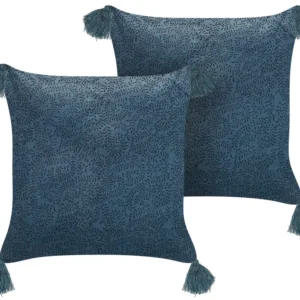 Conjunto de 2 almofadas decorativas em veludo azul turvo 45 x 45 cm SETARIA