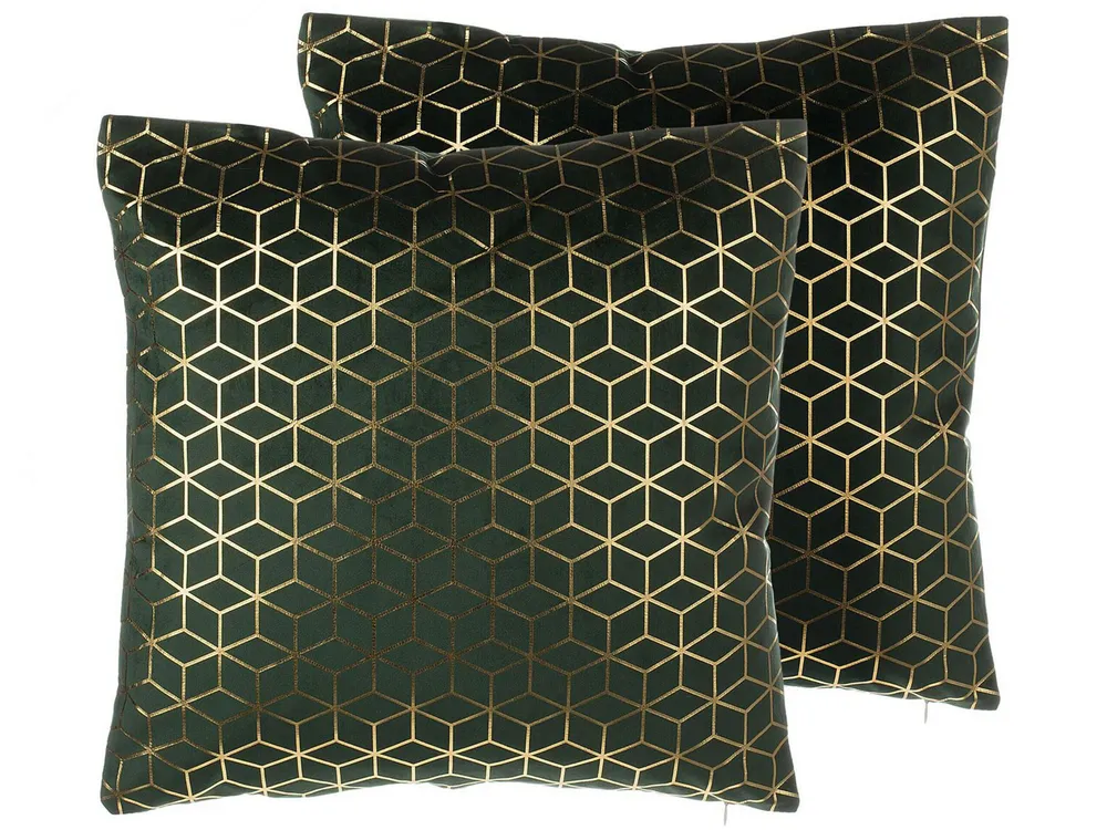 Conjunto de 2 almofadas decorativas em veludo verde obscuro 45 x 45 cm CELOSIA