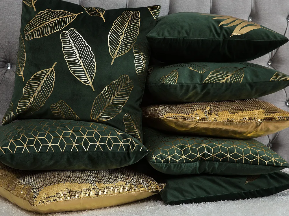 Conjunto de 2 almofadas decorativas em veludo verde obscuro 45 x 45 cm CELOSIA