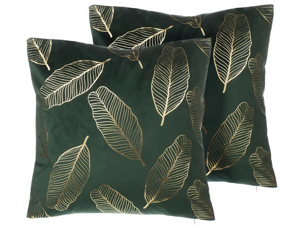 Conjunto de 2 almofadas decorativas verde apagado 45 x 45 cm FREESIA