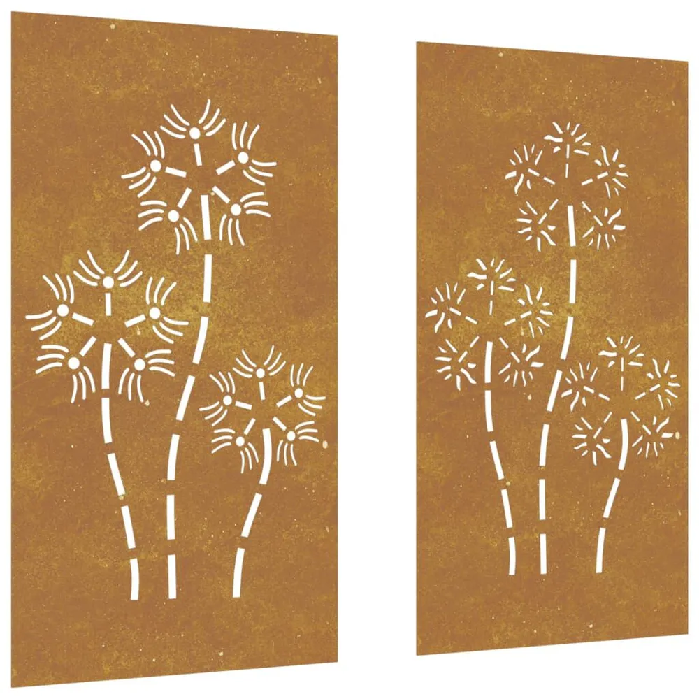 Decorações para muro de jardim 2 pcs ço corten design flores