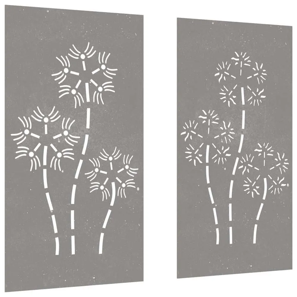 Decorações para muro de jardim 2 pcs ço corten design flores