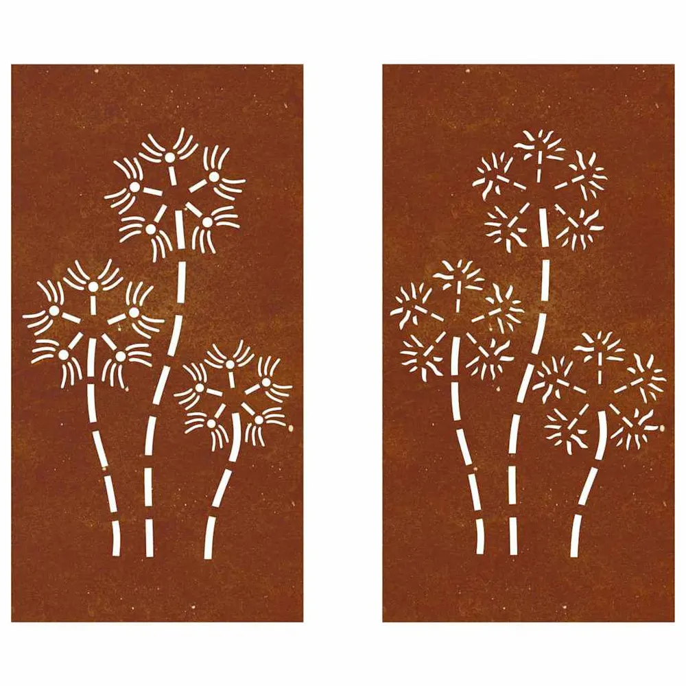 Decorações para muro de jardim 2 pcs ço corten design flores