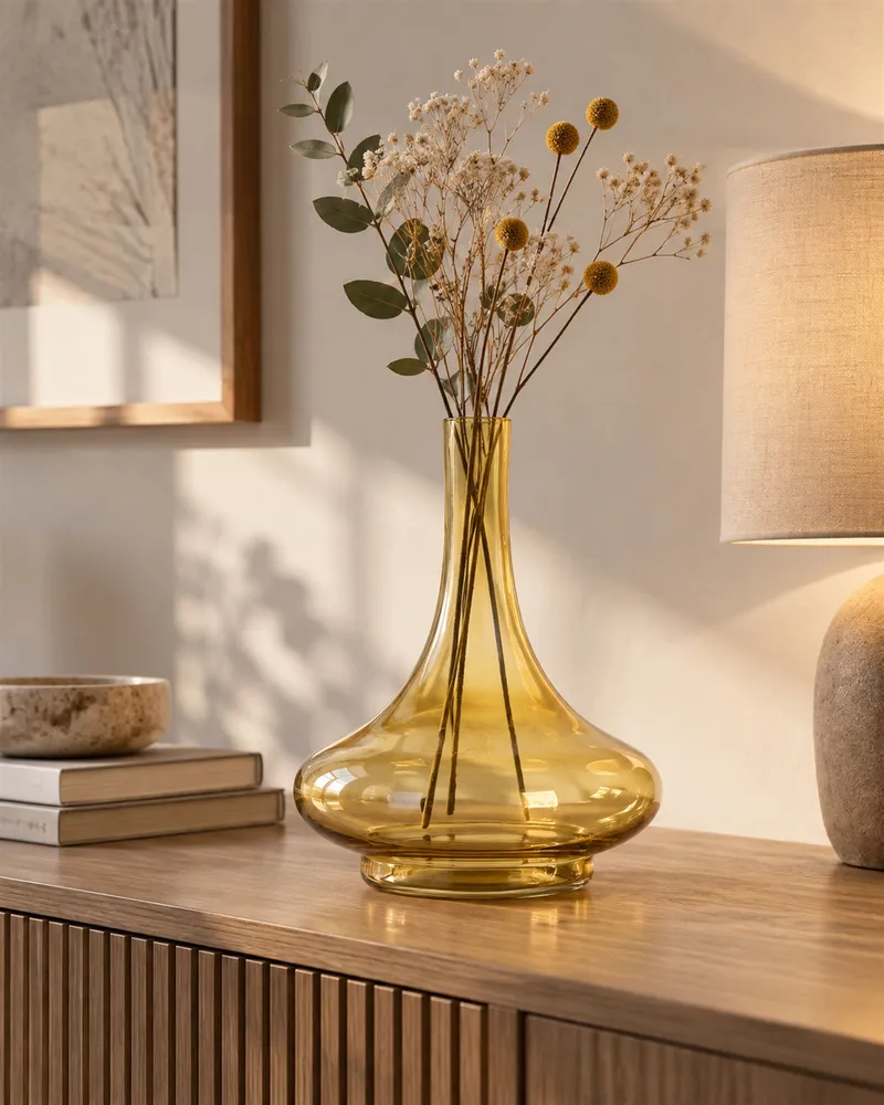 Jarro decorativo PANEER criado à mão Vidro Amarelo