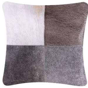 Leather Cushion Patchwork Pattern 45 x 45 cm Grey NELLAD