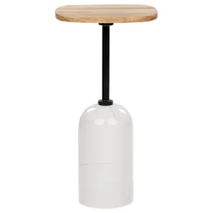 Metal Side Table Light Wood and White OASIS