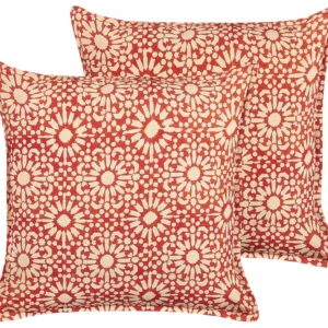 Set 2 De algodão Cushions Geometric Pattern 45 x 45 cm Red CEIBA
