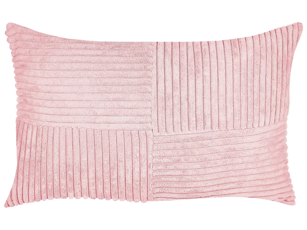 Set 2 Corduroy Cushions 47 x 27 cm Rosa MILLET