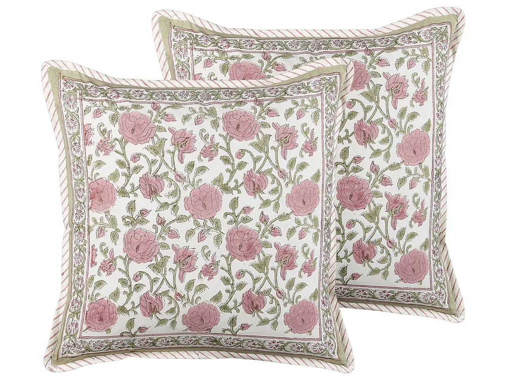Set 2 Cotton Cushions Floral Pattern 45 x 45 cm Multicolour CELTIS