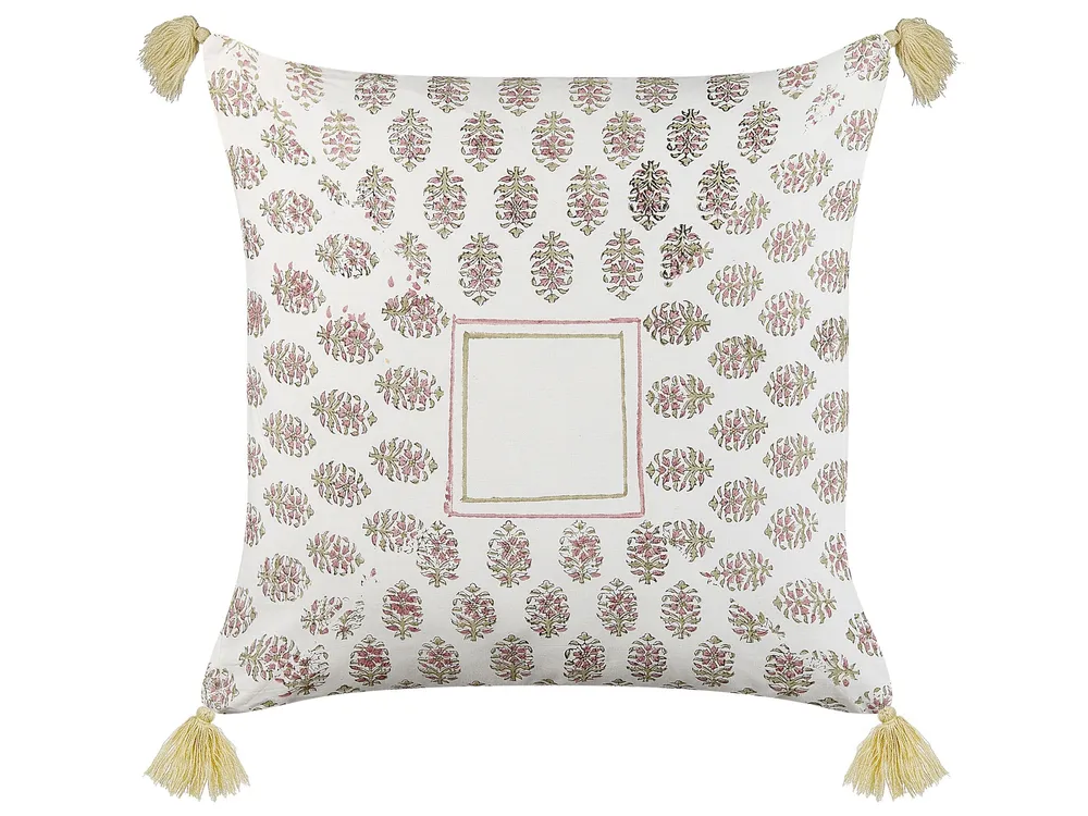 Set 2 Cotton Cushions Geometric Pattern Tassels 45 x 45 cm Multicolour SETOSA