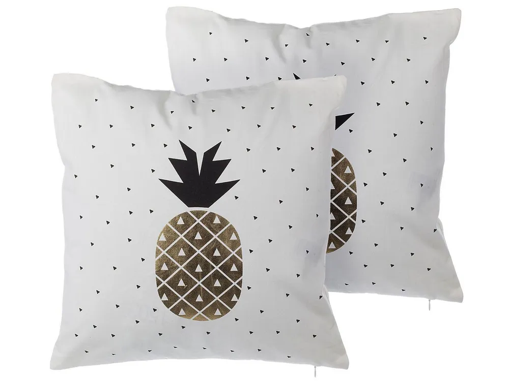 Set 2 Cotton Cushions Pineapple Print 45 x 45 cm Neve YASMIN