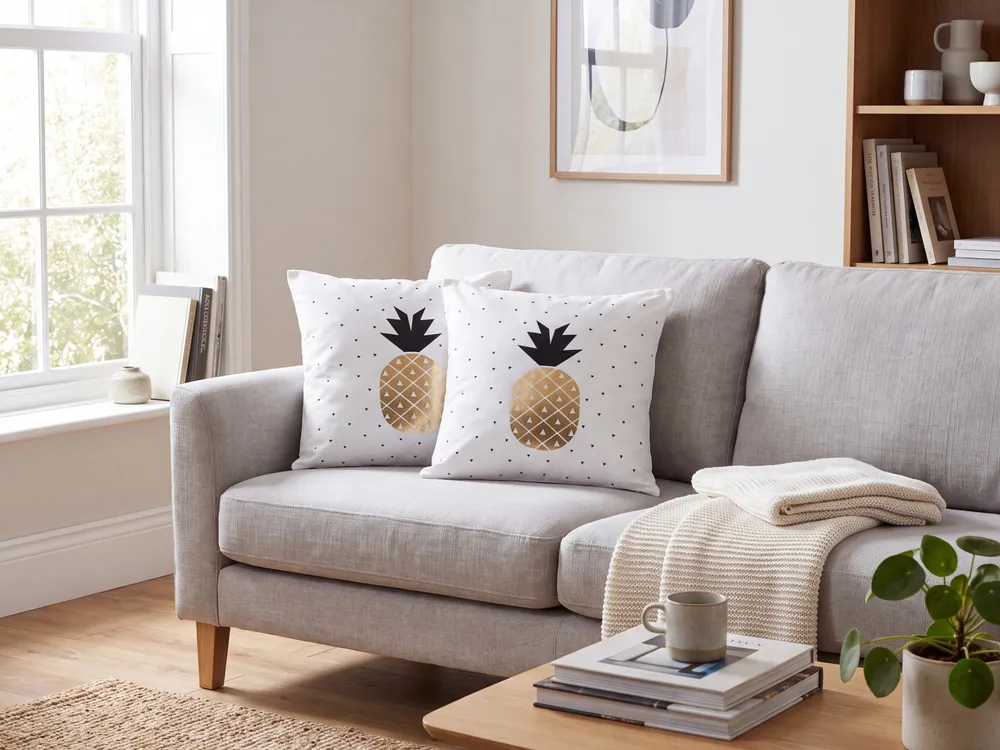 Set 2 Cotton Cushions Pineapple Print 45 x 45 cm Neve YASMIN