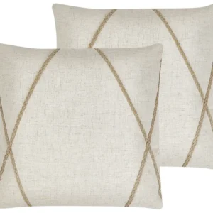 Set 2 Cushions Geometric Pattern 45 x 45 cm Bege claro LICUALA