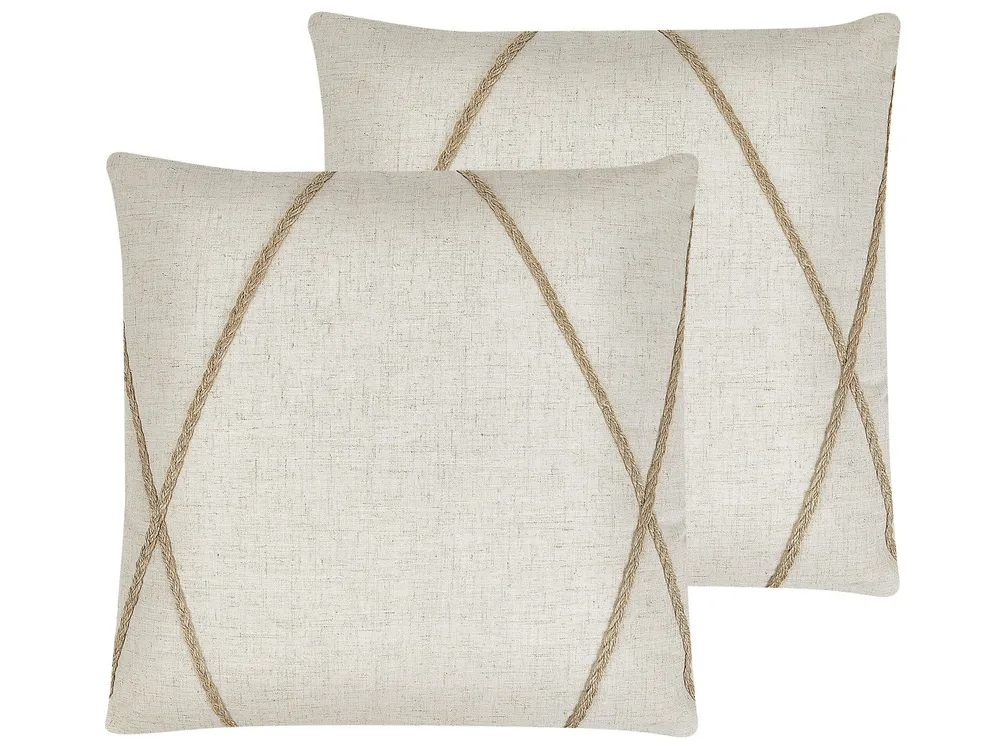 Set 2 Cushions Geometric Pattern 45 x 45 cm Bege claro LICUALA