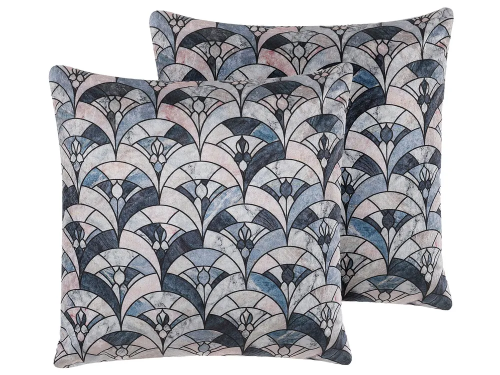 Set 2 Cushions Geometric Pattern 45 x 45 cm Multicolour KOODAL