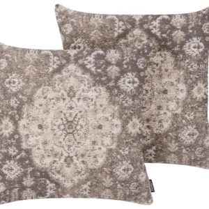 Set 2 Cushions Oriental Pattern 45 x 45 cm Café MIMISAL