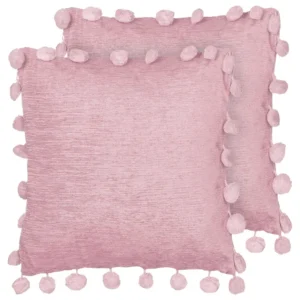 Set 2 Cushions 45 x 45 cm Pastel Rosa JASMINE