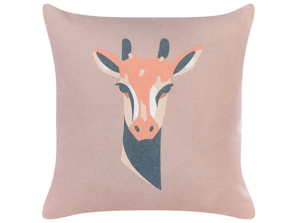 Set 2 Decorative Cushions Giraffe Motif 45 x 45 cm Rosa CANDELABRA