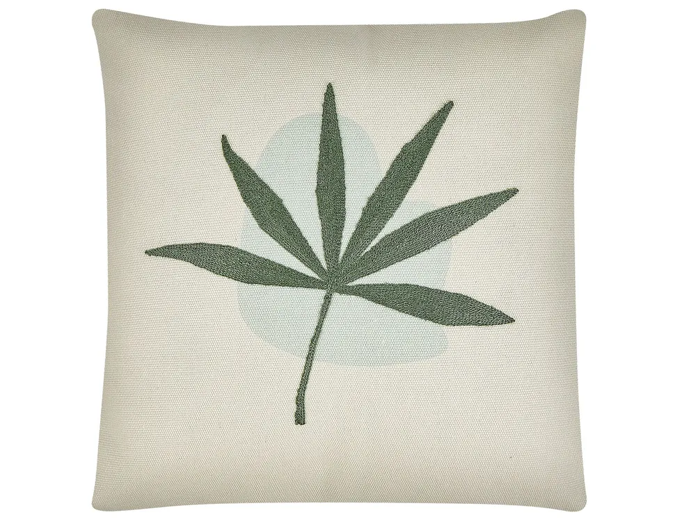 Set 2 Embroidered Cushions Leaf Motif 45 x 45 cm Oliva DAVALLIA