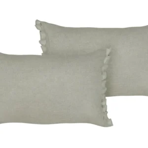 Set 2 Linho Cushions 30 x 45 cm Light Grey SASSAFRAS