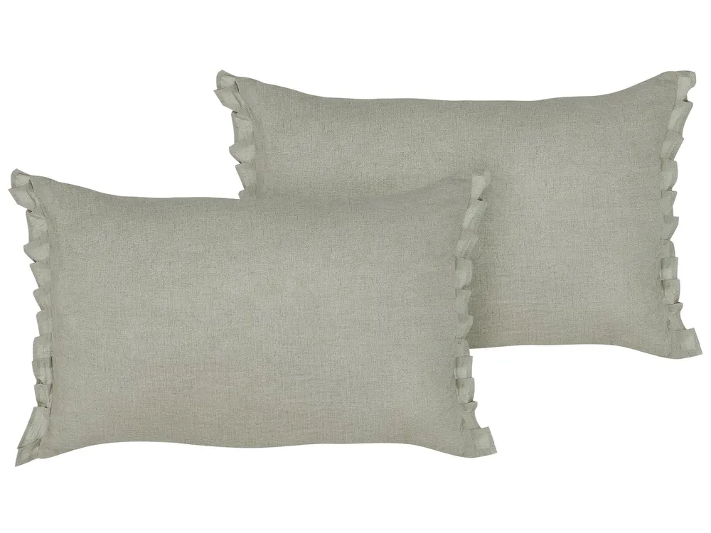Set 2 Linho Cushions 30 x 45 cm Light Grey SASSAFRAS