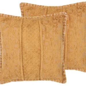 Set 2 Relevado Cushions 45 x 45 cm Yellow KAVALAM