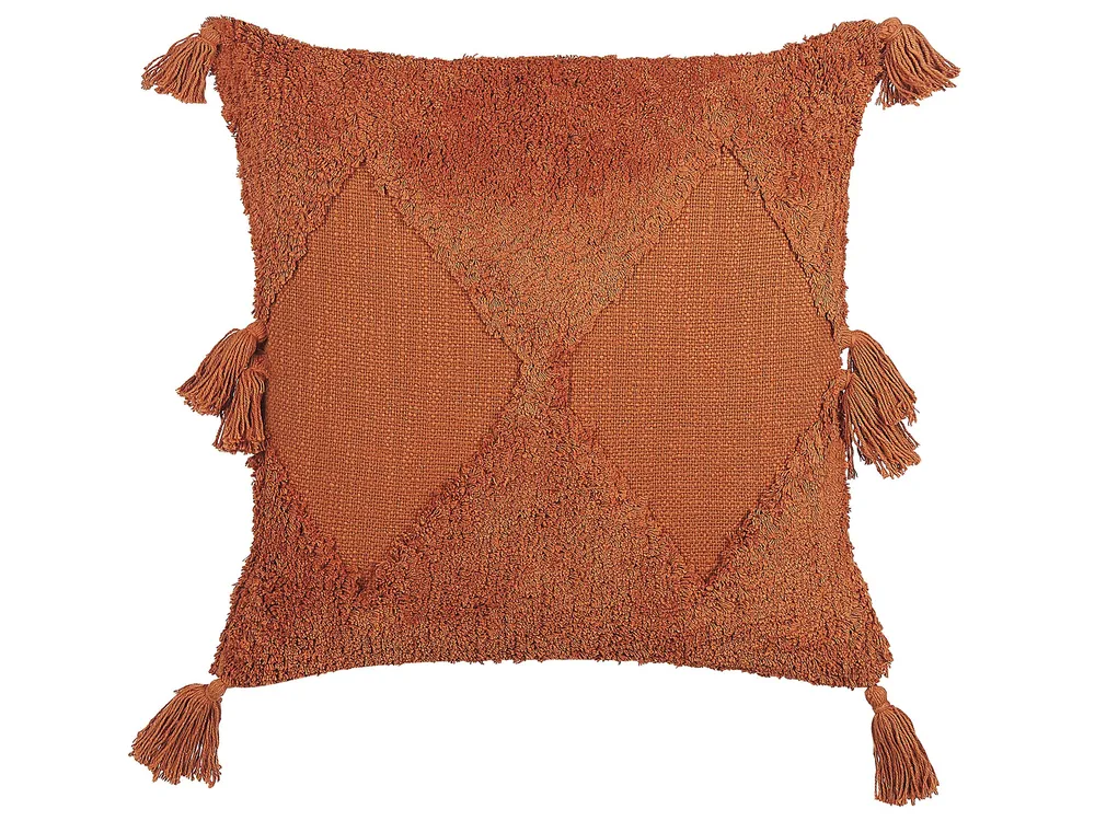 Set 2 Tufted 100% algodão Cushions Tassels 45 x 45 cm Orange AVIUM
