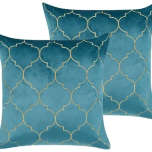 Set 2 Velvet Cushions Moroccan Pattern 45 x 45 cm Anil ALYSSUM
