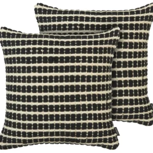 Set 2 Wool Cushions Geometric Pattern 45 x 45 cm Black and Neve YONCALI