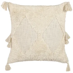 Tufted Cotton Cushion Tassels 45 x 45 cm Light Beige AVIUM