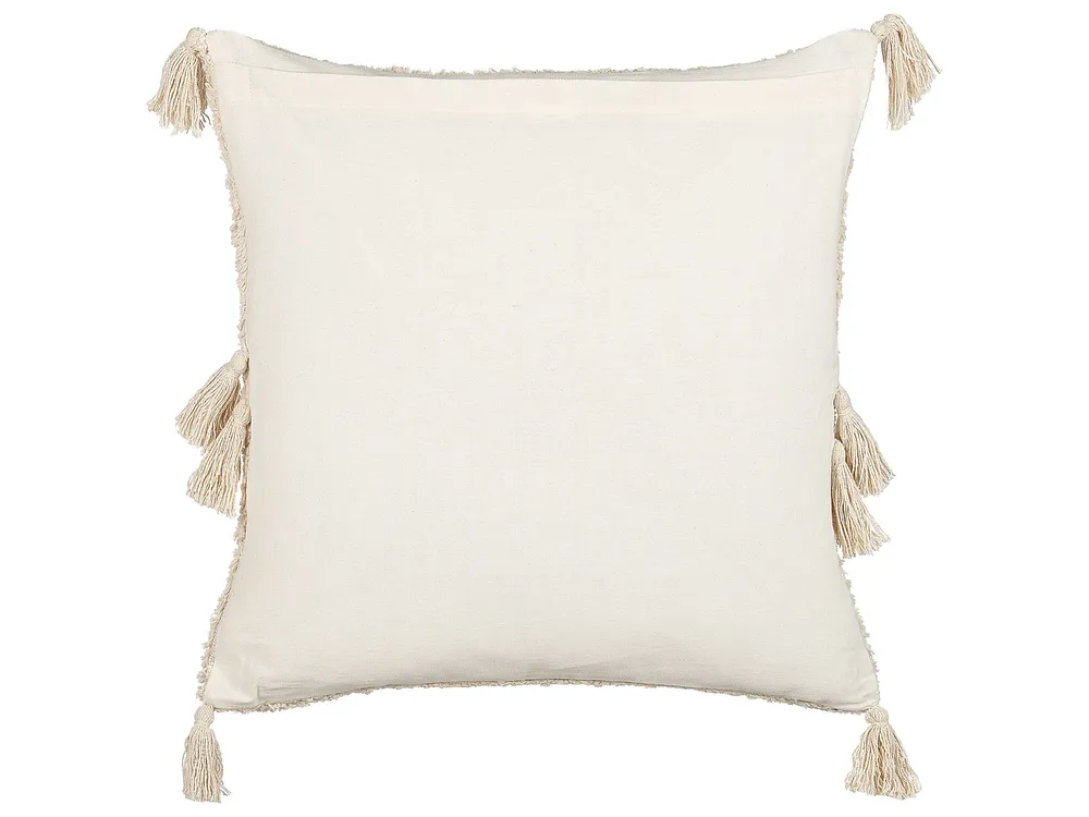 Tufted Cotton Cushion Tassels 45 x 45 cm Light Beige AVIUM