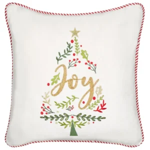 Velvet Cushion Christmas Tree Pattern 45 x 45 cm White ECHEVERIA