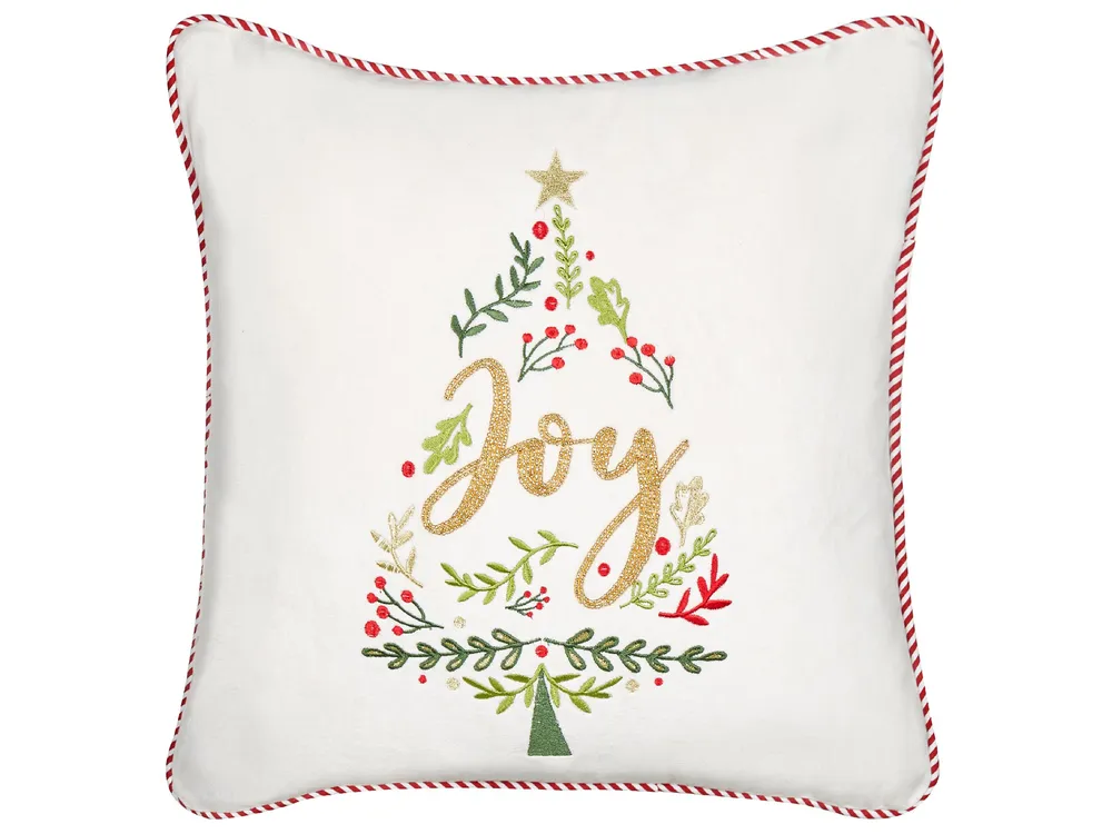 Velvet Cushion Christmas Tree Pattern 45 x 45 cm White ECHEVERIA