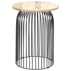 Wire Frame Mango Wood Side Table Light and Preto WILLS