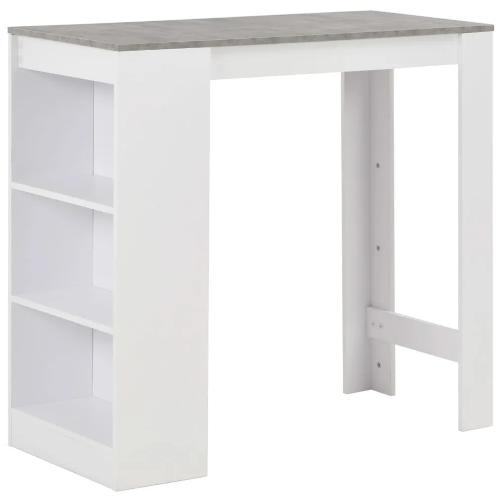 Mesa de bar com prateleira branco 110x50x103 cm com Moldura de Madeira Maciç