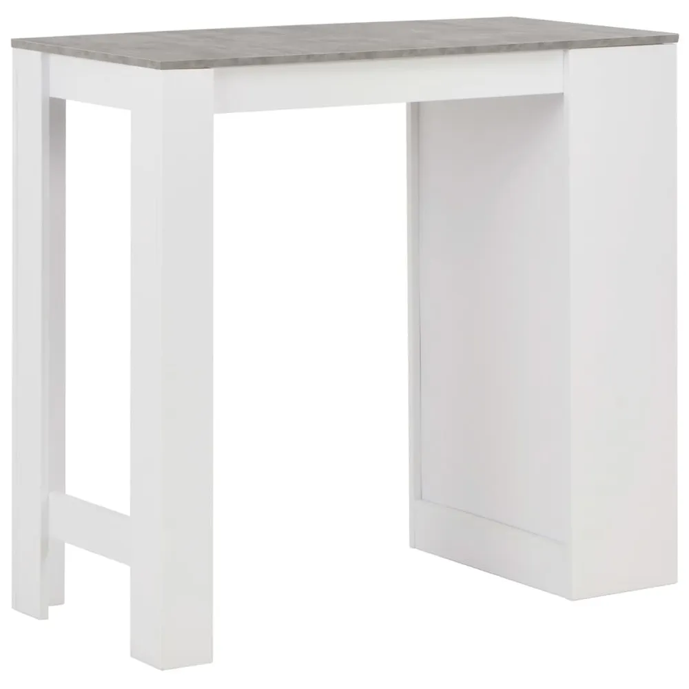 Mesa de bar com prateleira branco 110x50x103 cm com Moldura de Madeira Maciç
