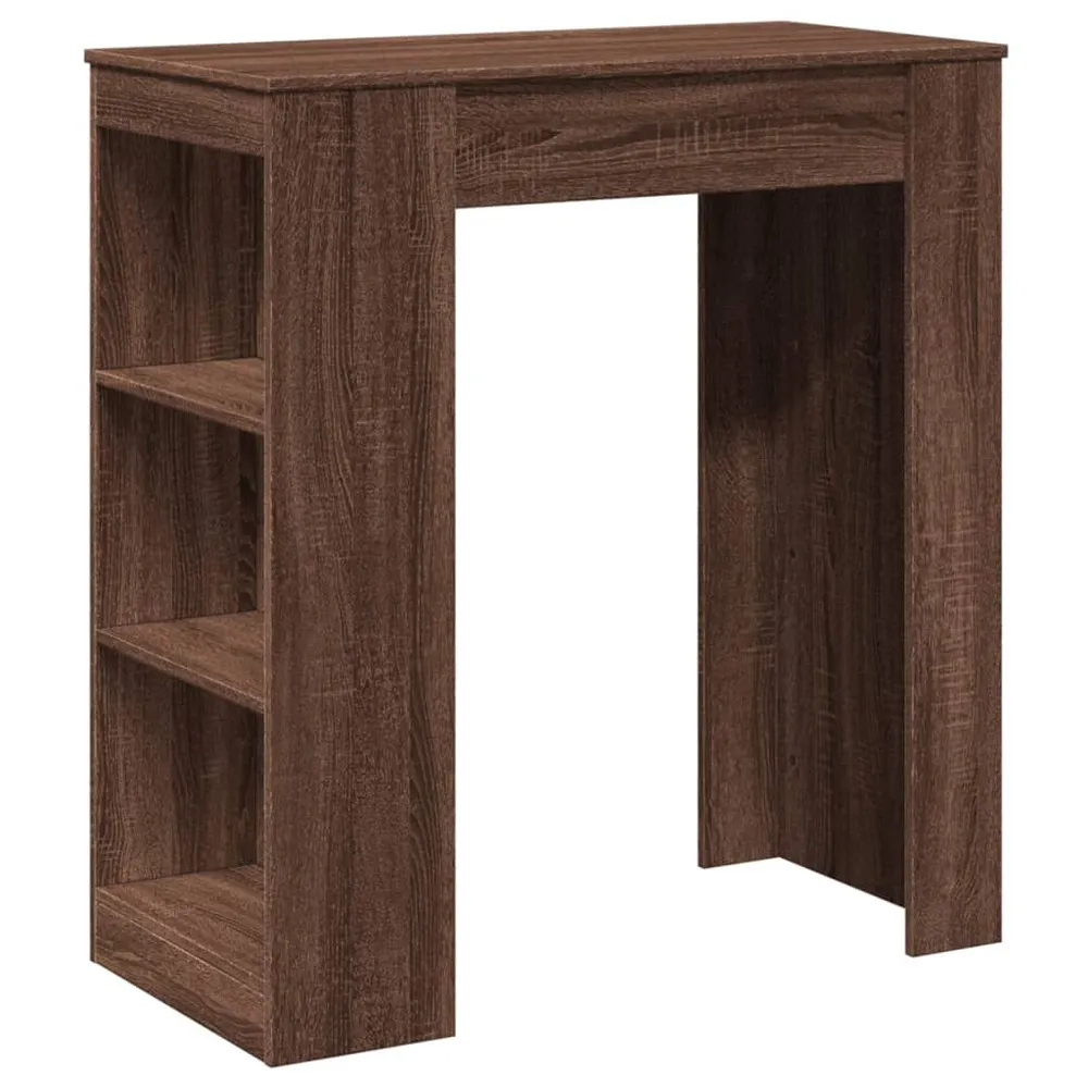 Mesa de bar com prateleiras derivados madeira carvalho castanho com Design Contemporâneo