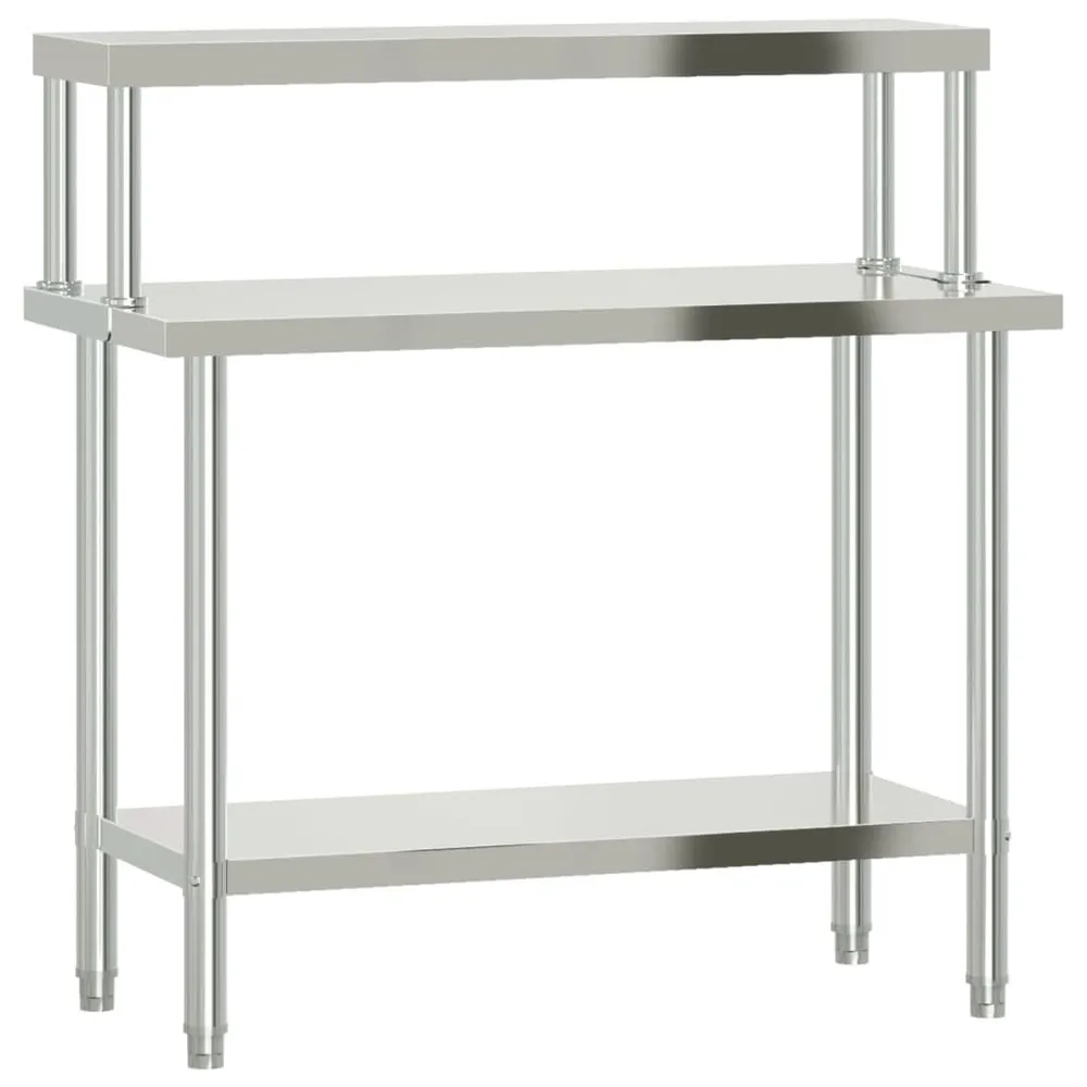 Mesa trabalho cozinha com prateleira 110x55x120cm ço inoxidável Feito à Mão