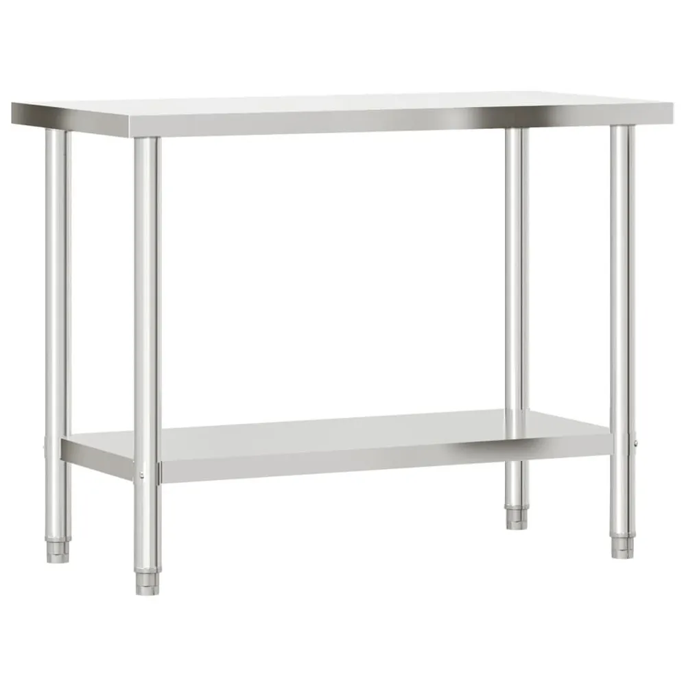 Mesa trabalho cozinha com prateleira 110x55x150cm ço inoxidável Feito à Mão