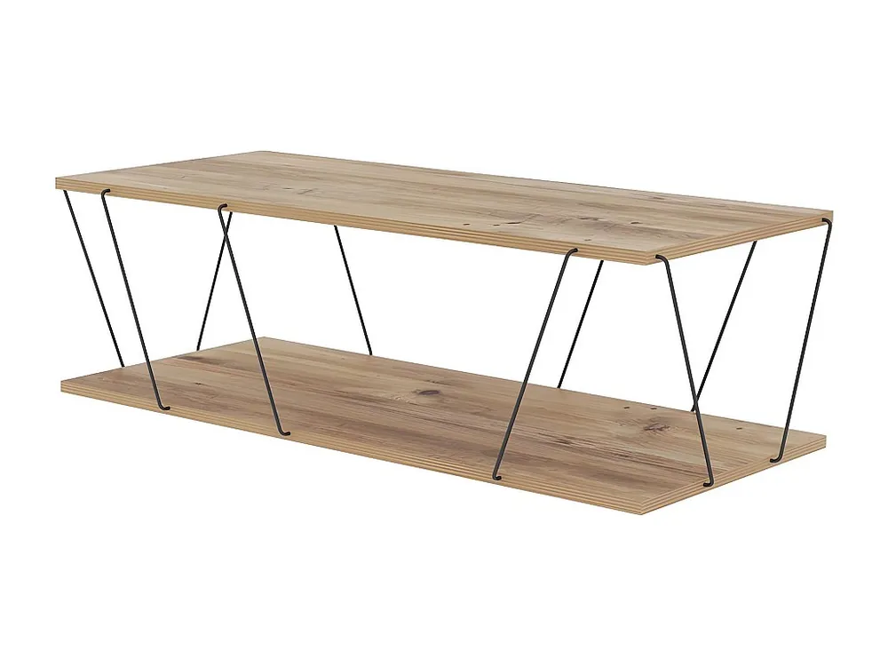 Relógio Decorativo Moderno Mesa de centro com 1 prateleira - Cor: integral e preto - DELORY