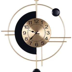 Iron Wall Clock 59 x 67 cm Gold and Carvão ALLOGNY