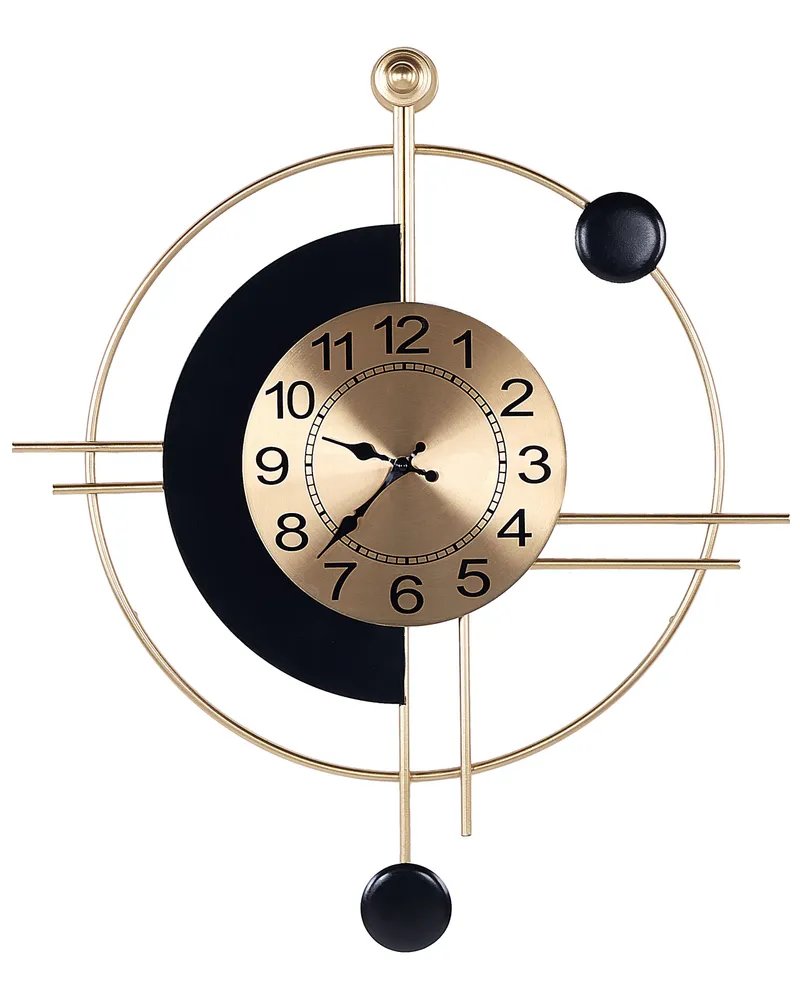 Iron Wall Clock 59 x 67 cm Gold and Carvão ALLOGNY