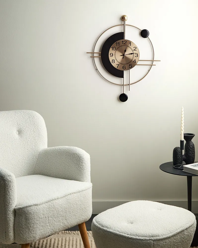 Iron Wall Clock 59 x 67 cm Gold and Carvão ALLOGNY